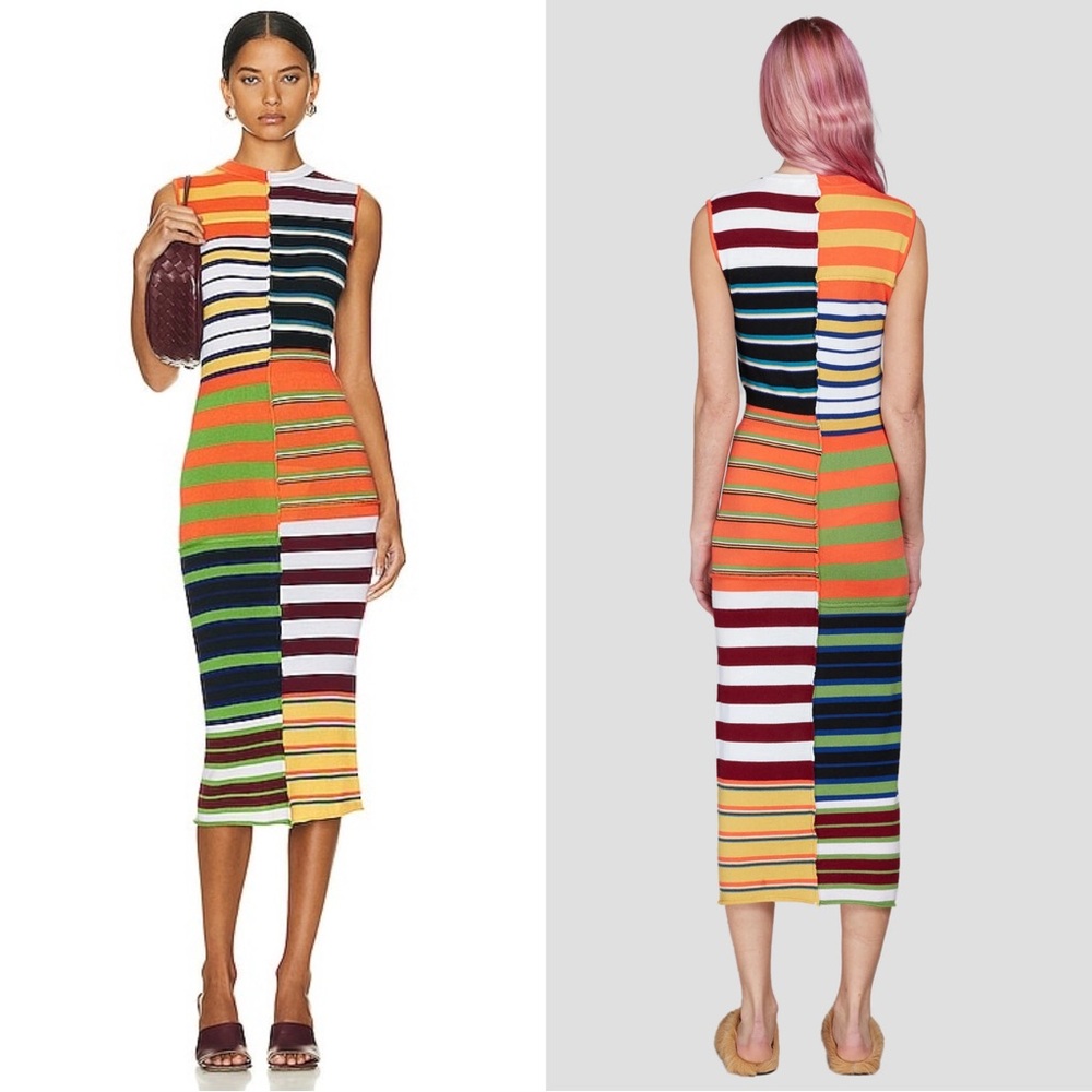 Marni Striped Patchwork Sleeveless Knit Midi Shea… - image 3